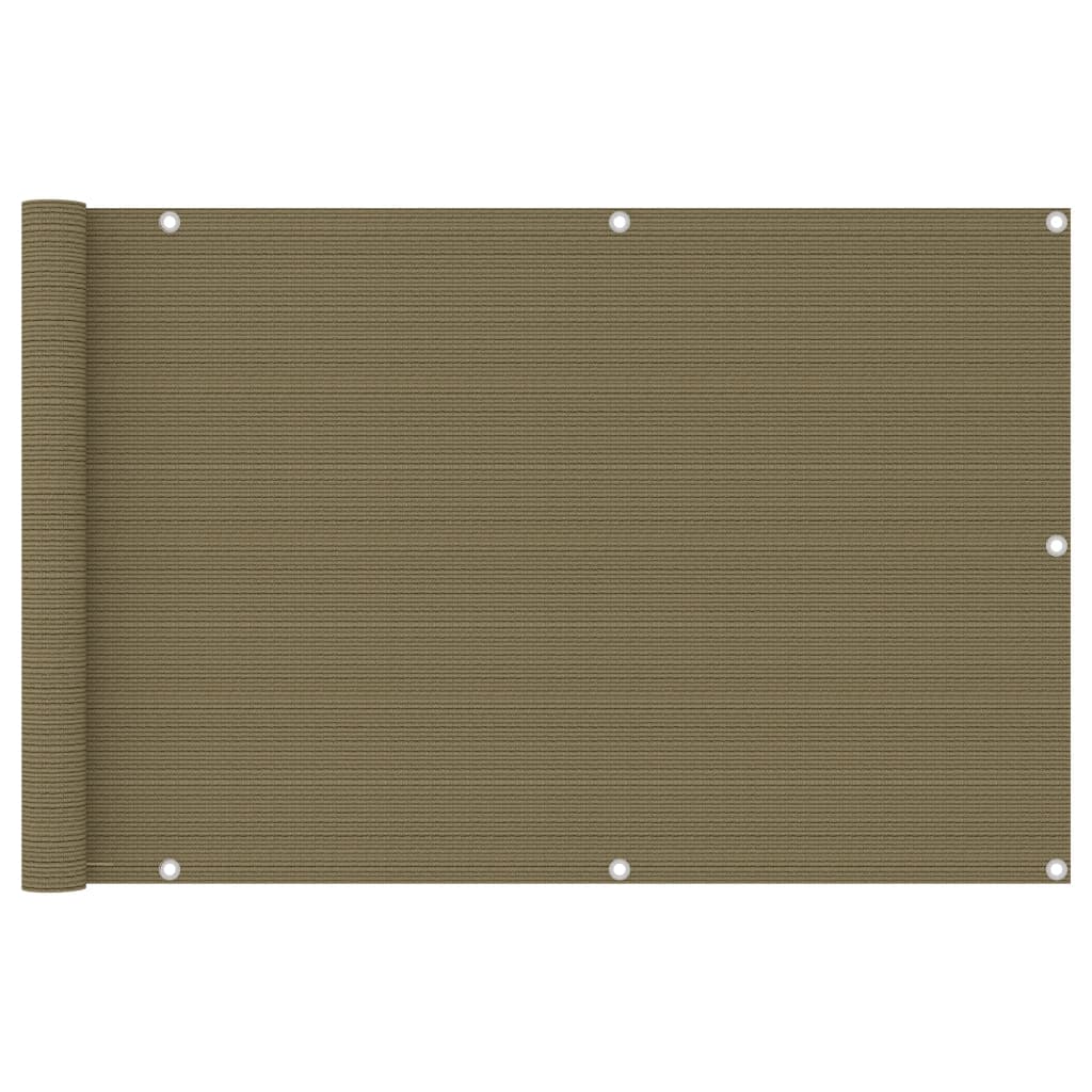 vidaXL Parawan balkonowy, kolor taupe, 90x400 cm, HDPE