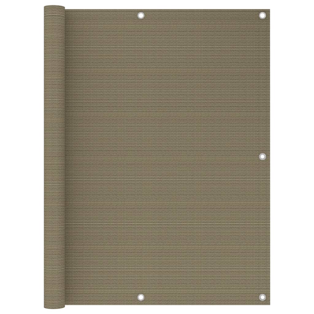 vidaXL Parawan balkonowy, kolor taupe, 120x600 cm, HDPE