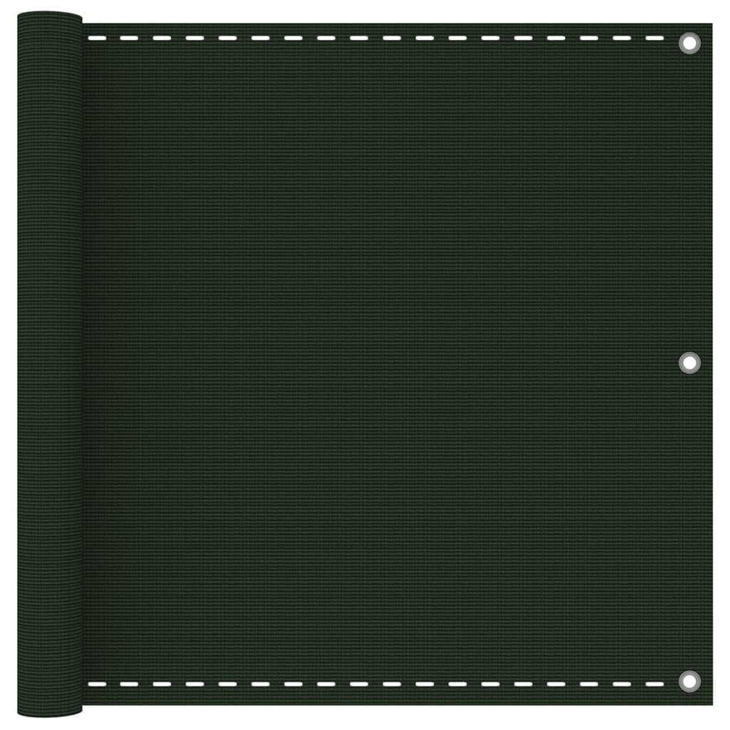 vidaXL Parawan balkonowy, ciemnozielony, 90x400 cm, HDPE