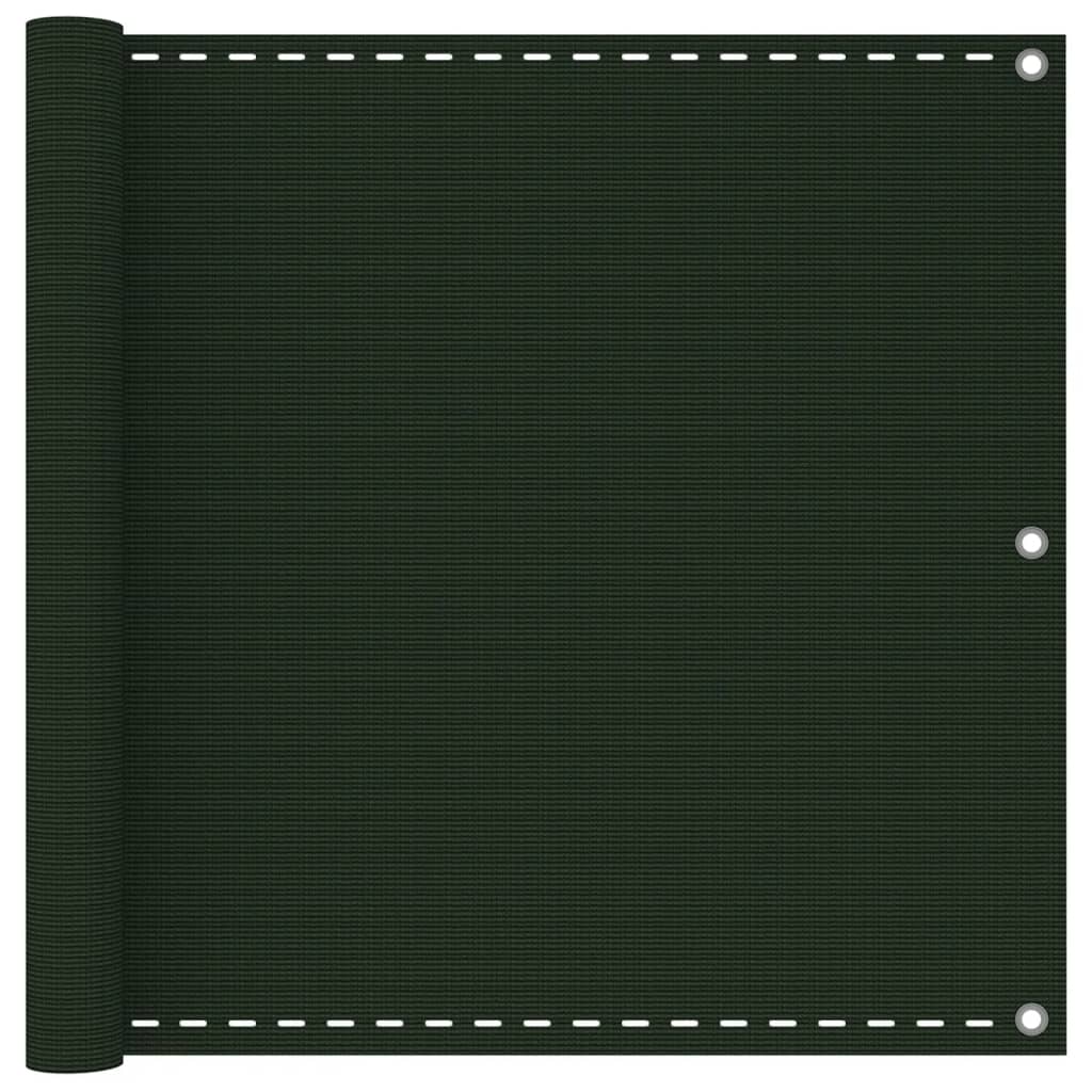 vidaXL Parawan balkonowy, ciemnozielony, 90x500 cm, HDPE
