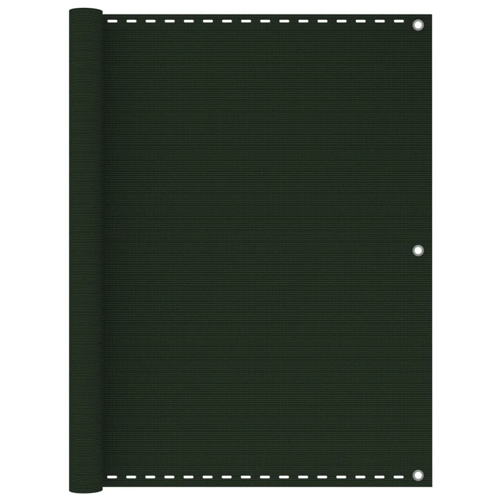 vidaXL Parawan balkonowy, ciemnozielony, 120x400 cm, HDPE