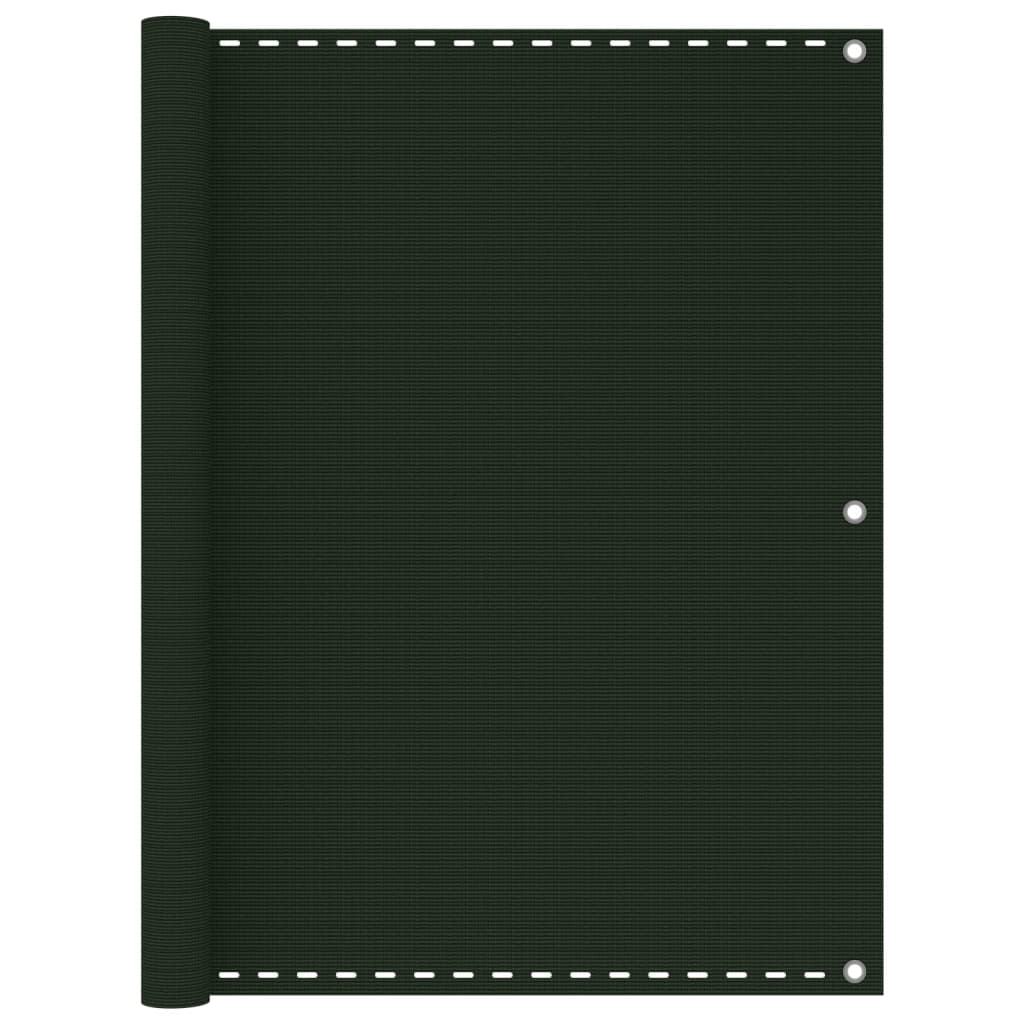 vidaXL Parawan balkonowy, ciemnozielony, 120x500 cm, HDPE