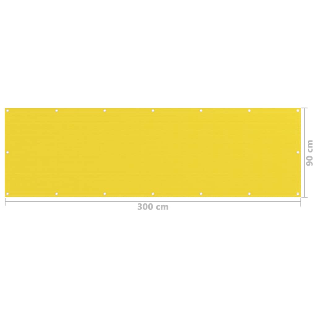 vidaXL Parawan balkonowy, żółty, 90x300 cm, HDPE