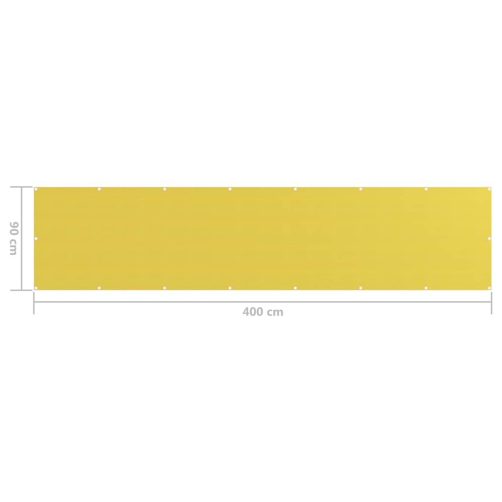 vidaXL Parawan balkonowy, żółty, 90x400 cm, HDPE