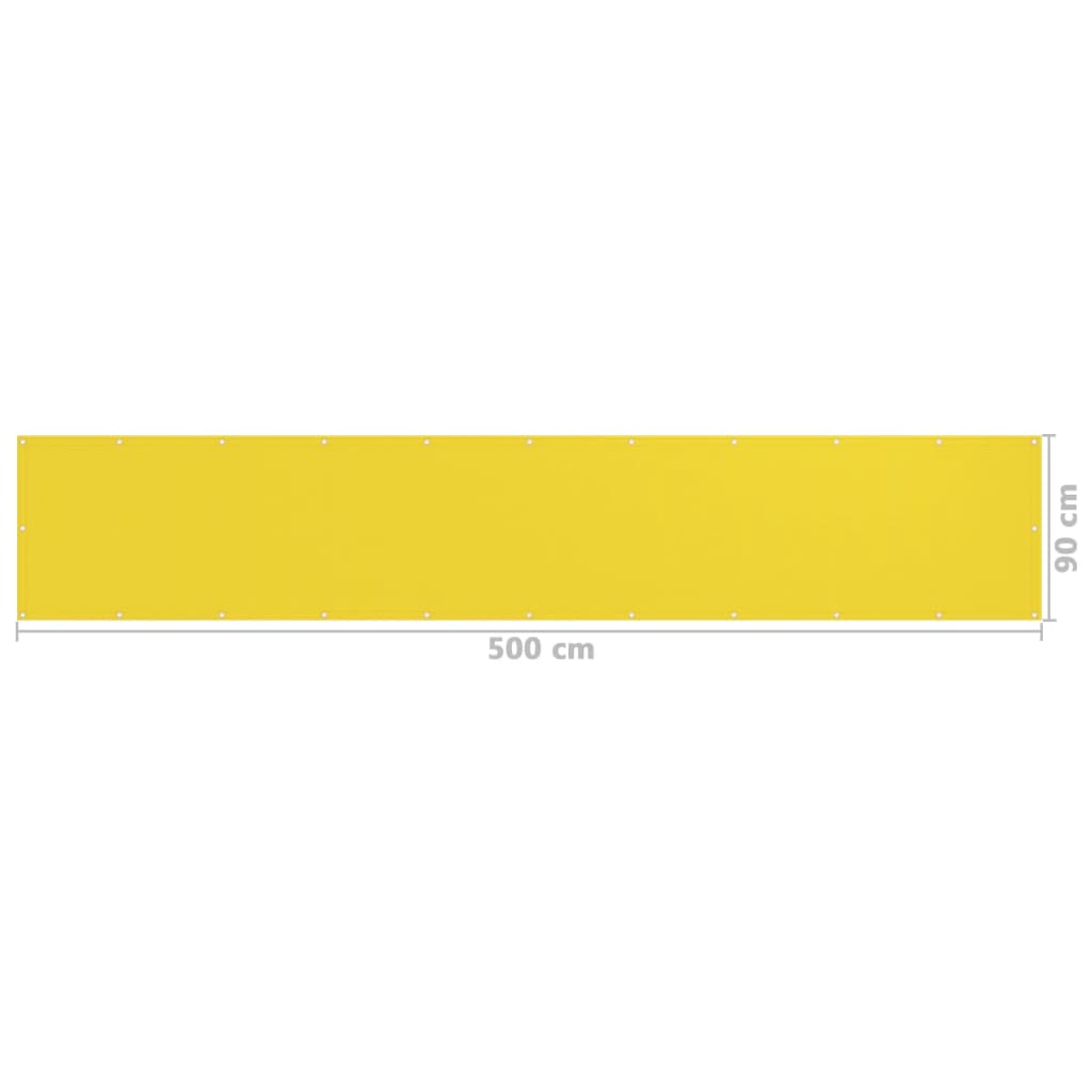 vidaXL Parawan balkonowy, żółty, 90x500 cm, HDPE