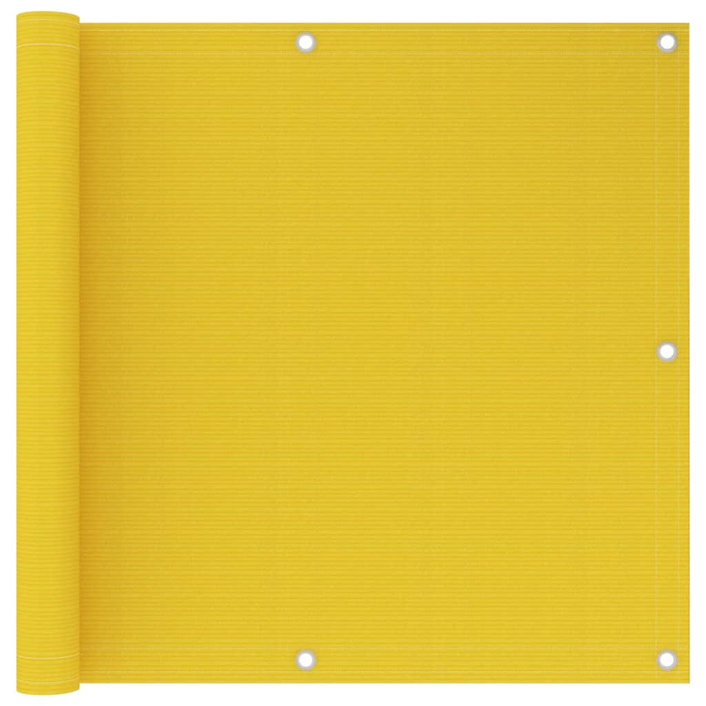 vidaXL Parawan balkonowy, żółty, 90x600 cm, HDPE