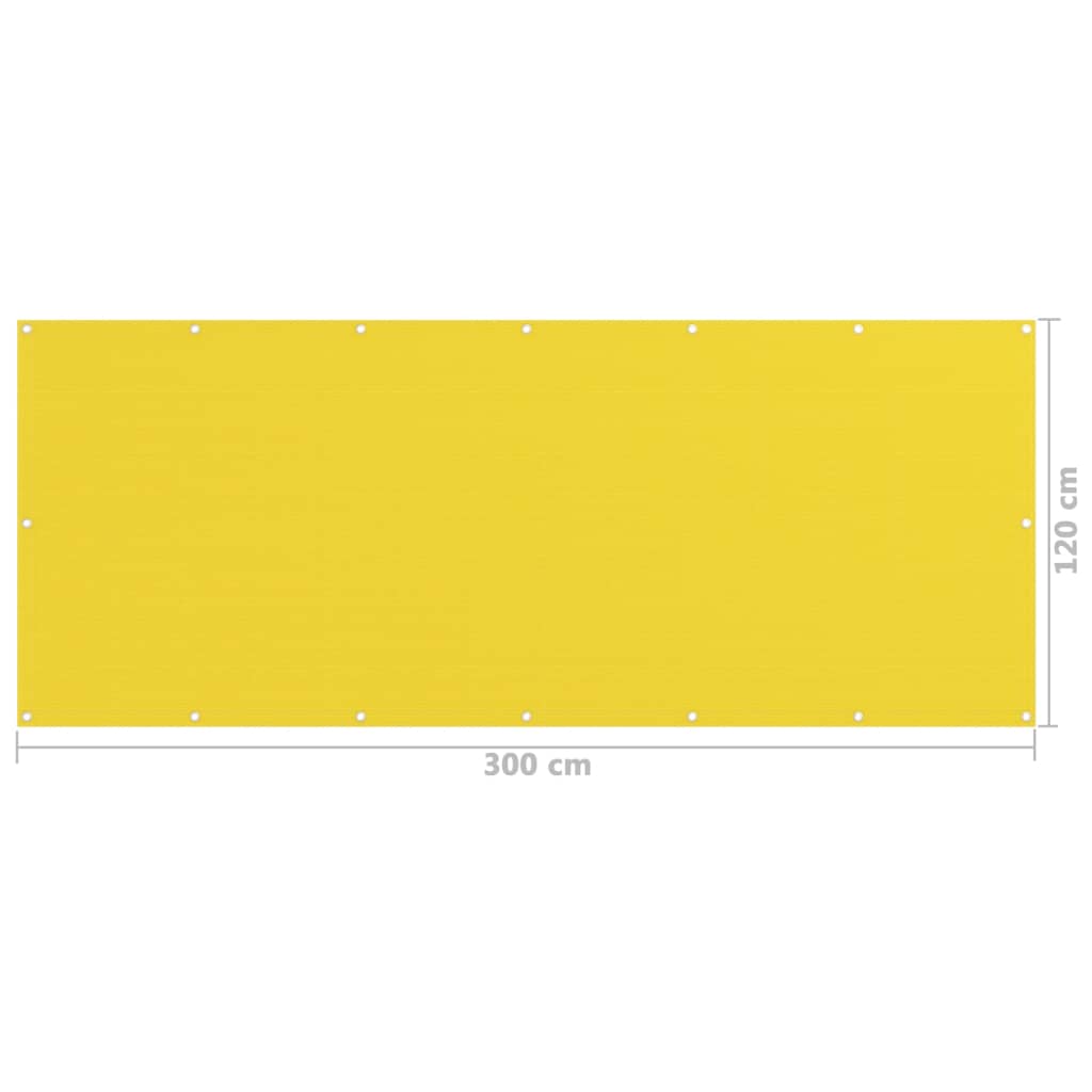 vidaXL Parawan balkonowy, żółty, 120x300 cm, HDPE