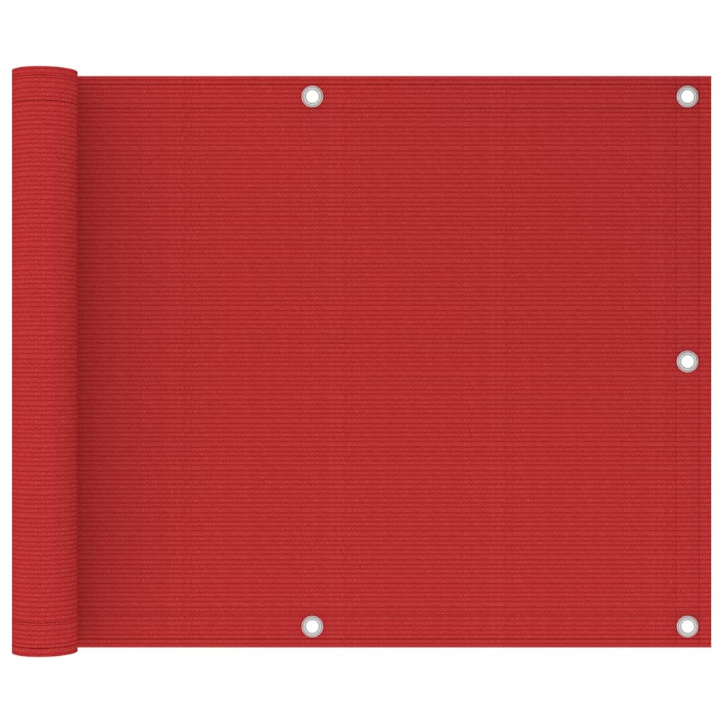 vidaXL Parawan balkonowy, czerwony, 75x300 cm, HDPE