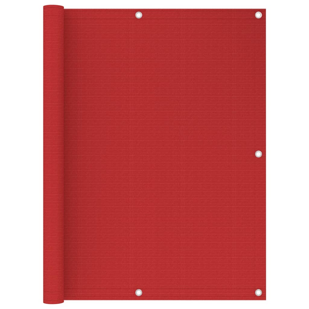 vidaXL Parawan balkonowy, czerwony, 120x500 cm, HDPE