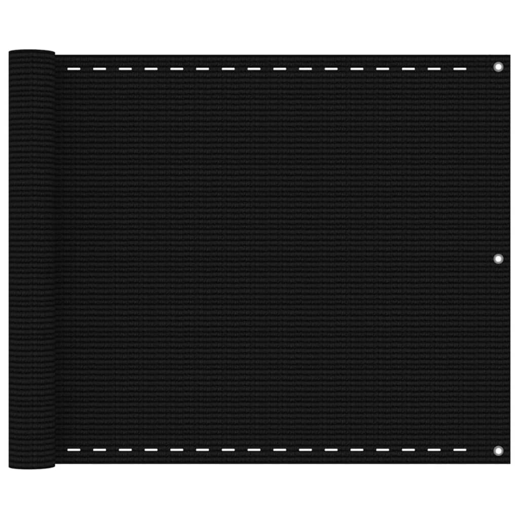 vidaXL Parawan balkonowy, czarny, 75x300 cm, HDPE