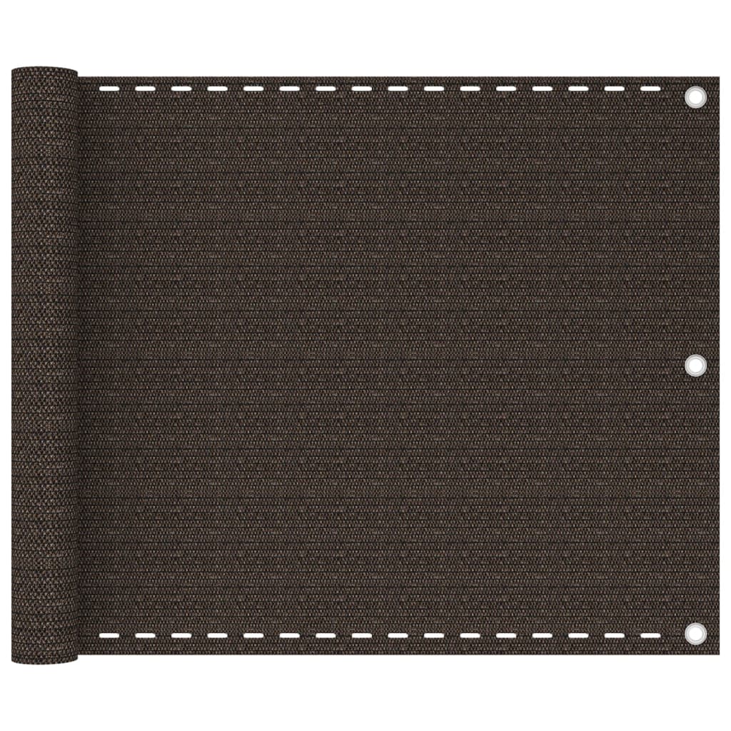 vidaXL Parawan balkonowy, brązowy, 75x300 cm, HDPE
