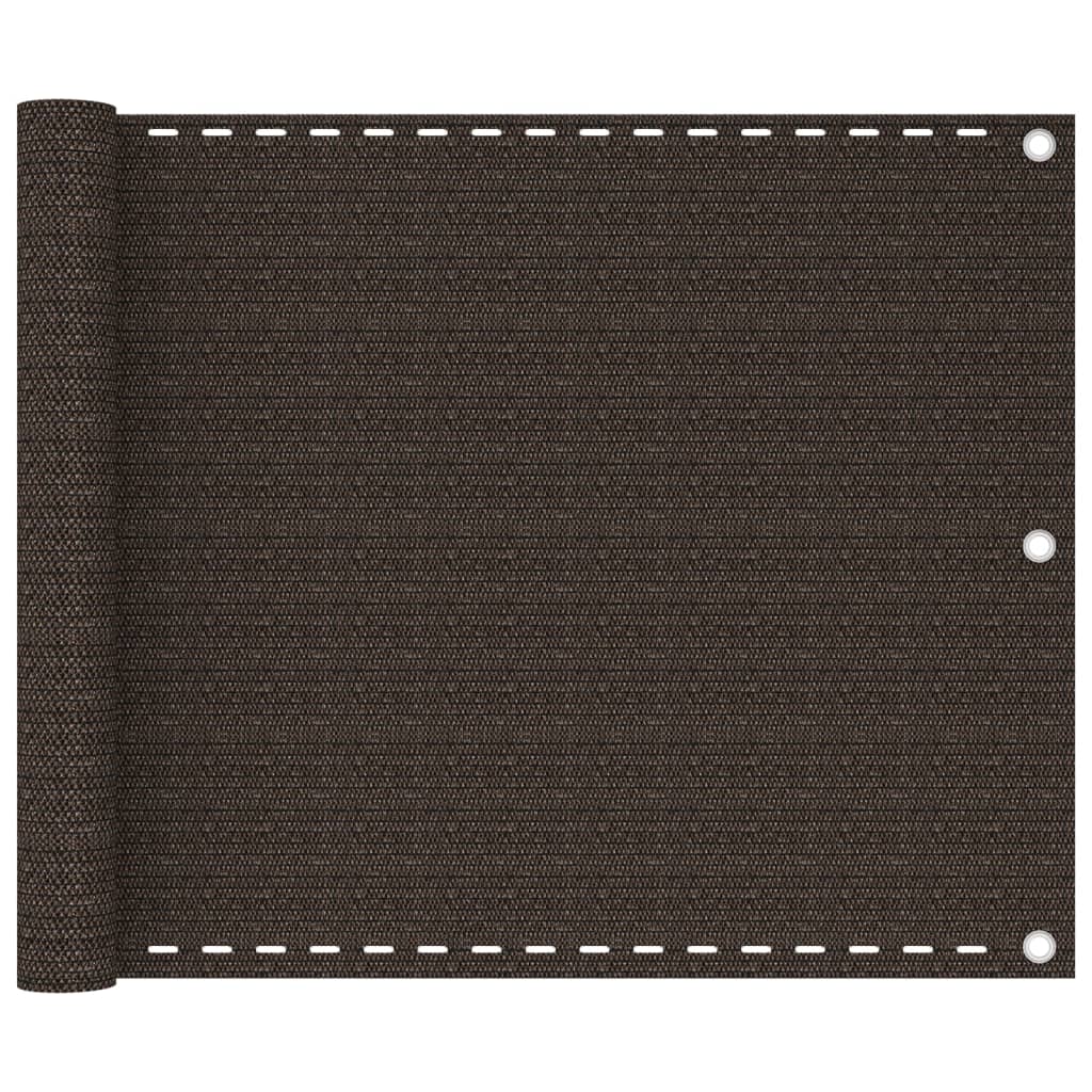 vidaXL Parawan balkonowy, brązowy, 75x500 cm, HDPE