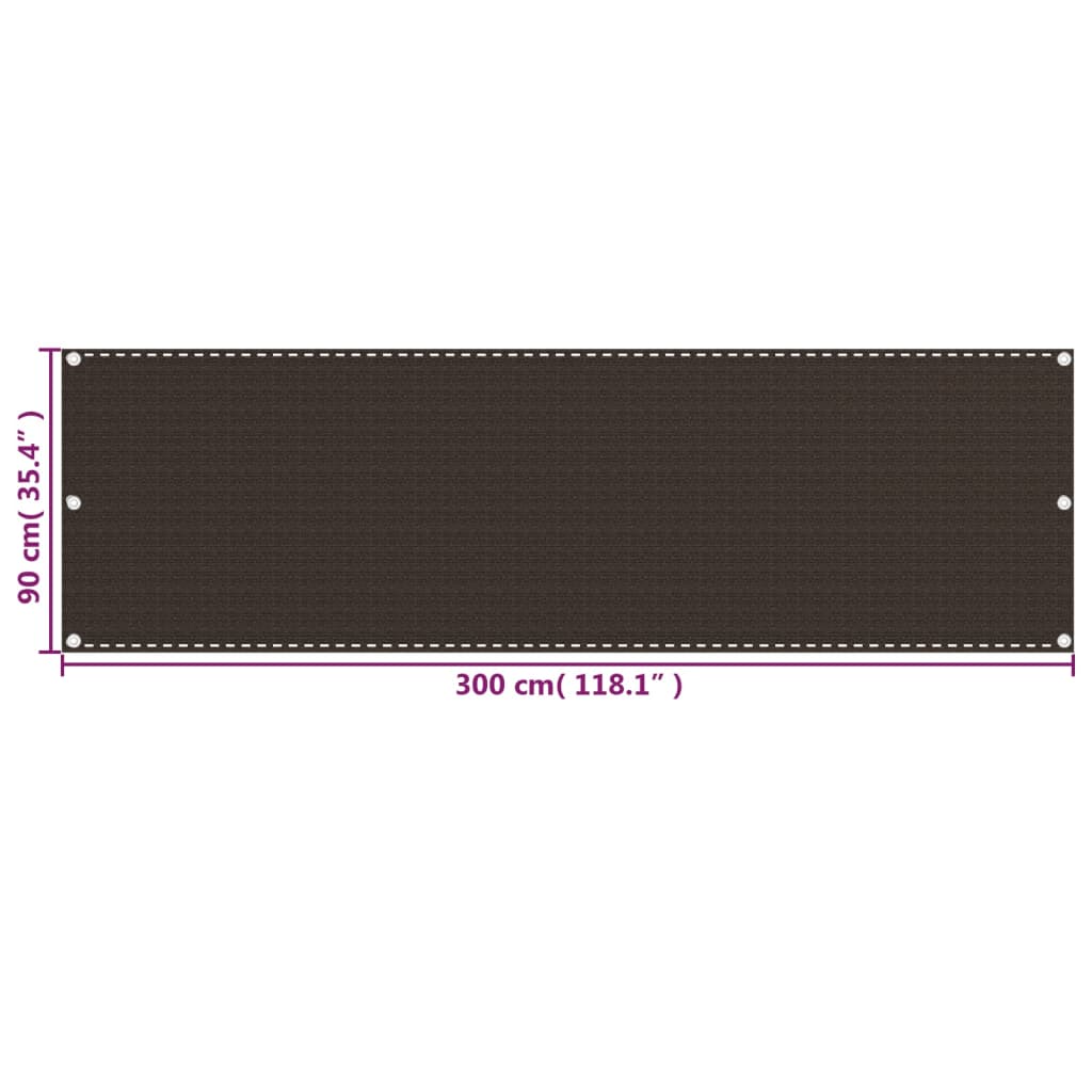 vidaXL Parawan balkonowy, brązowy, 90x300 cm, HDPE