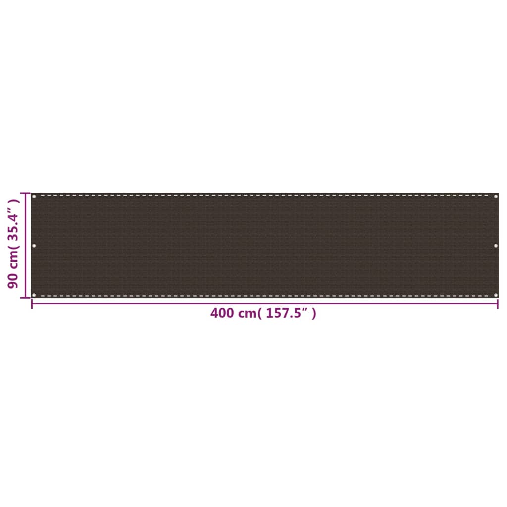 vidaXL Parawan balkonowy, brązowy, 90x400 cm, HDPE