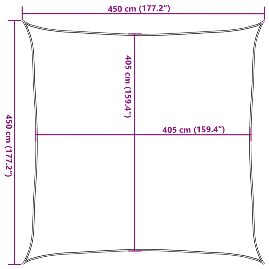 vidaXL Żagiel przeciwsłoneczny, 160 g/m², kremowy, 4,5x4,5 m, HDPE