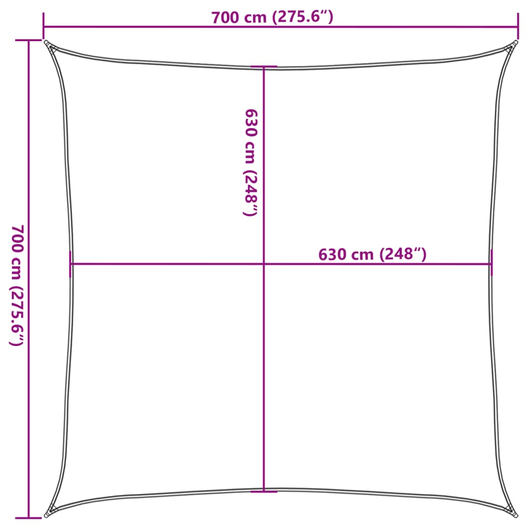 vidaXL Żagiel przeciwsłoneczny, 160 g/m², kremowy, 7x7 m, HDPE