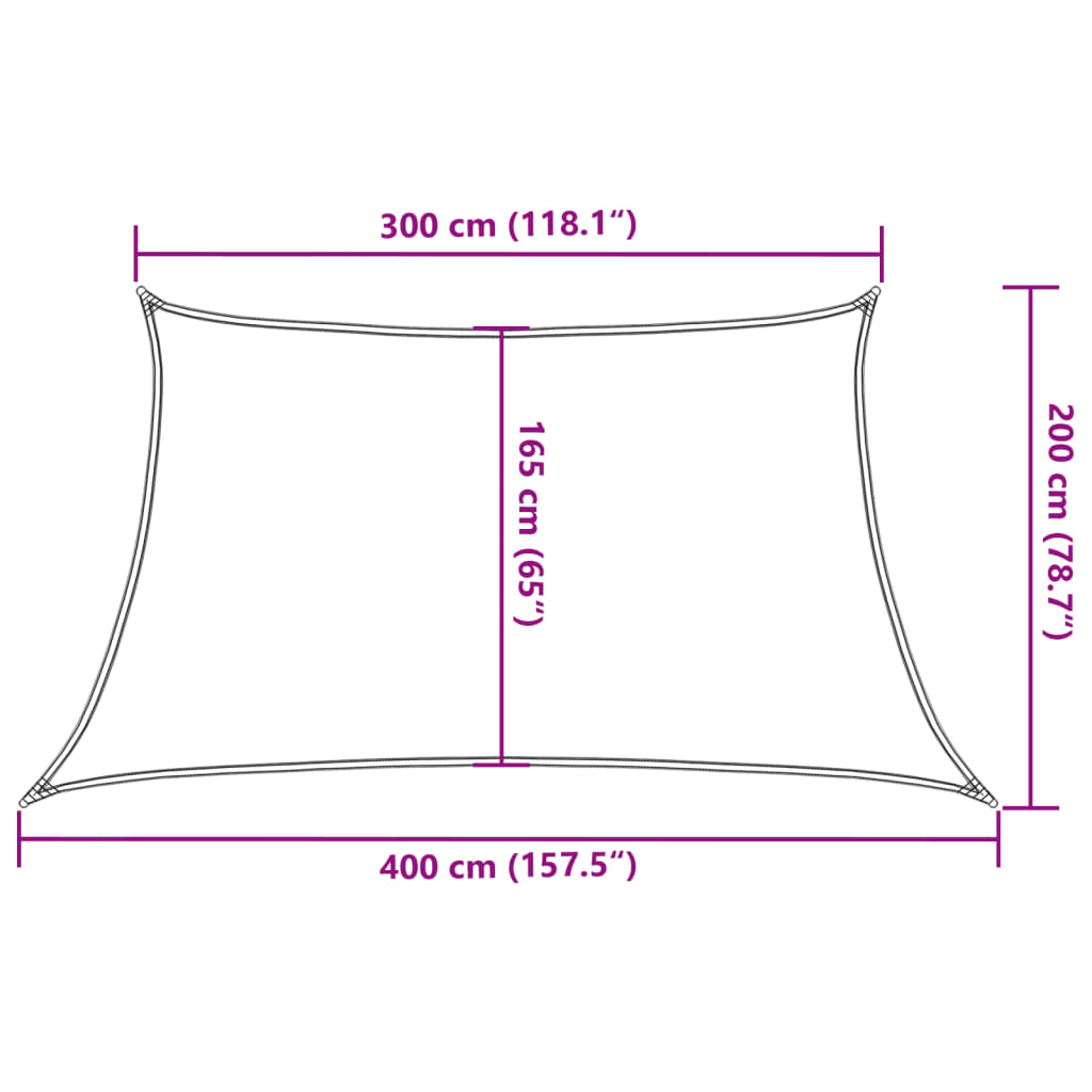 vidaXL Żagiel przeciwsłoneczny, 160 g/m², kremowy, 3/4x2 m, HDPE