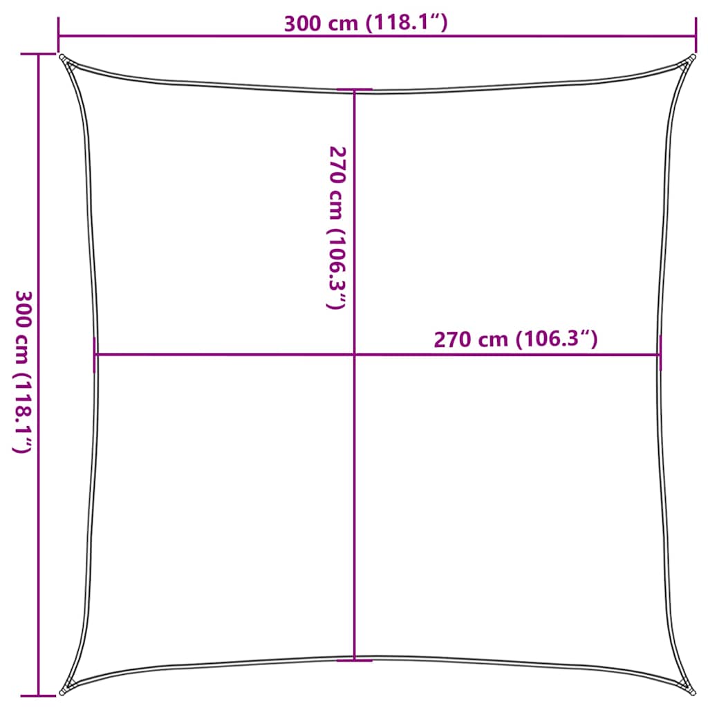 vidaXL Żagiel przeciwsłoneczny, 160 g/m², biały, 3x3 m, HDPE