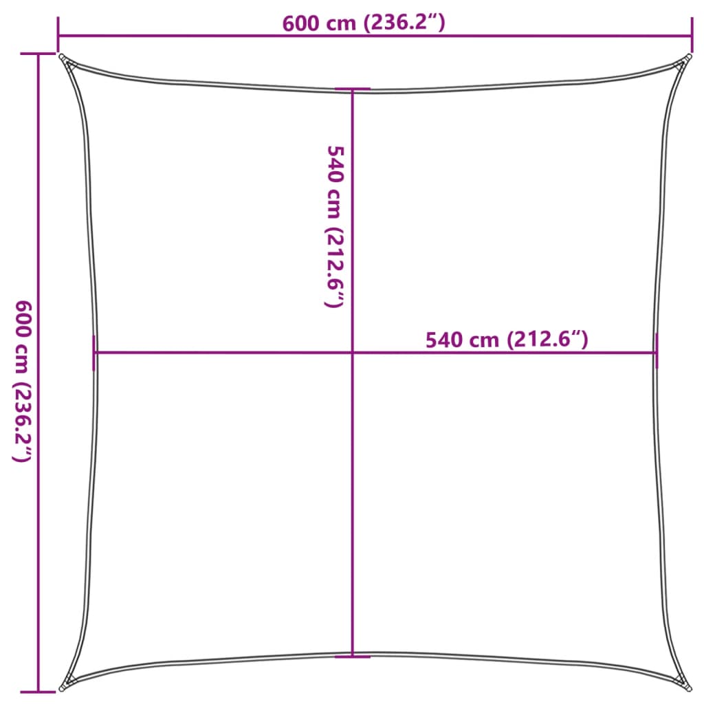 vidaXL Żagiel przeciwsłoneczny, 160 g/m², biały, 6x6 m, HDPE