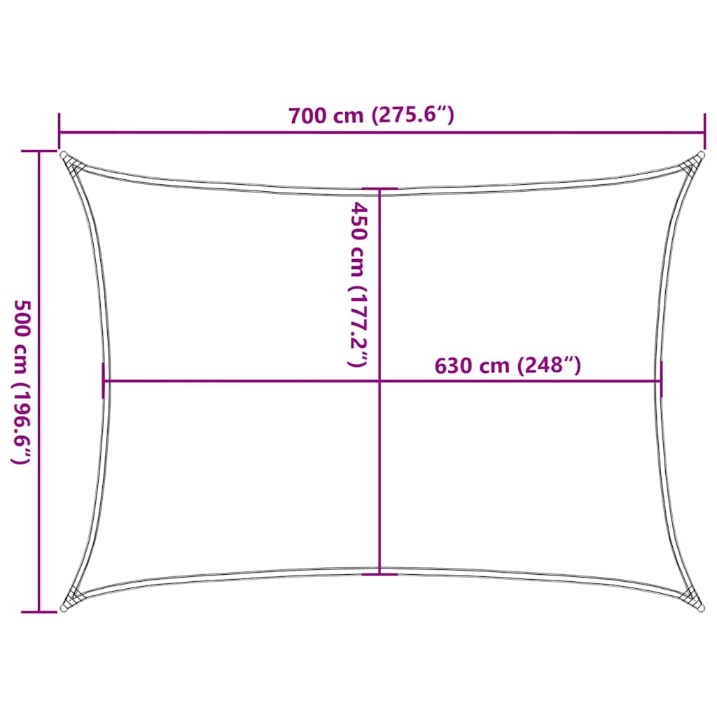 vidaXL Żagiel przeciwsłoneczny, 160 g/m², biały, 5x7 m, HDPE