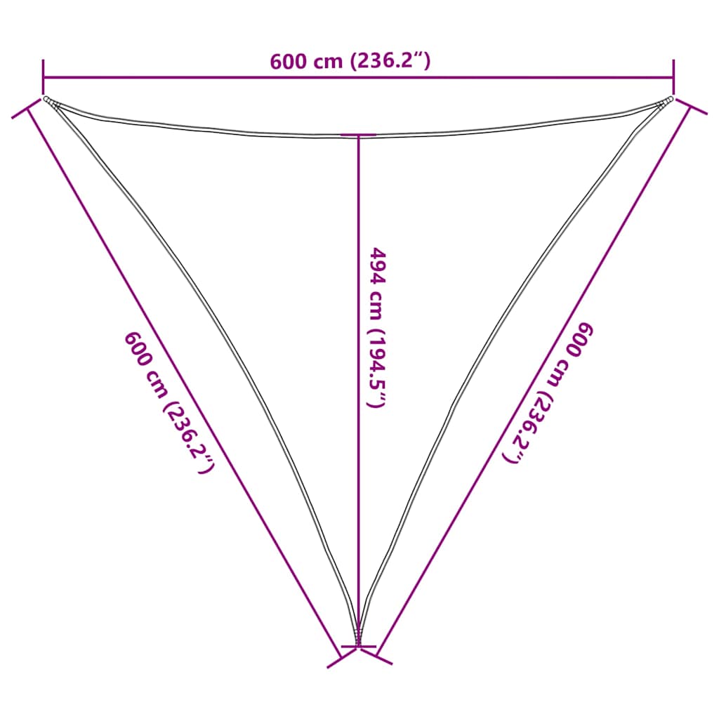 vidaXL Żagiel przeciwsłoneczny, 160 g/m², biały, 6x6x6 m, HDPE