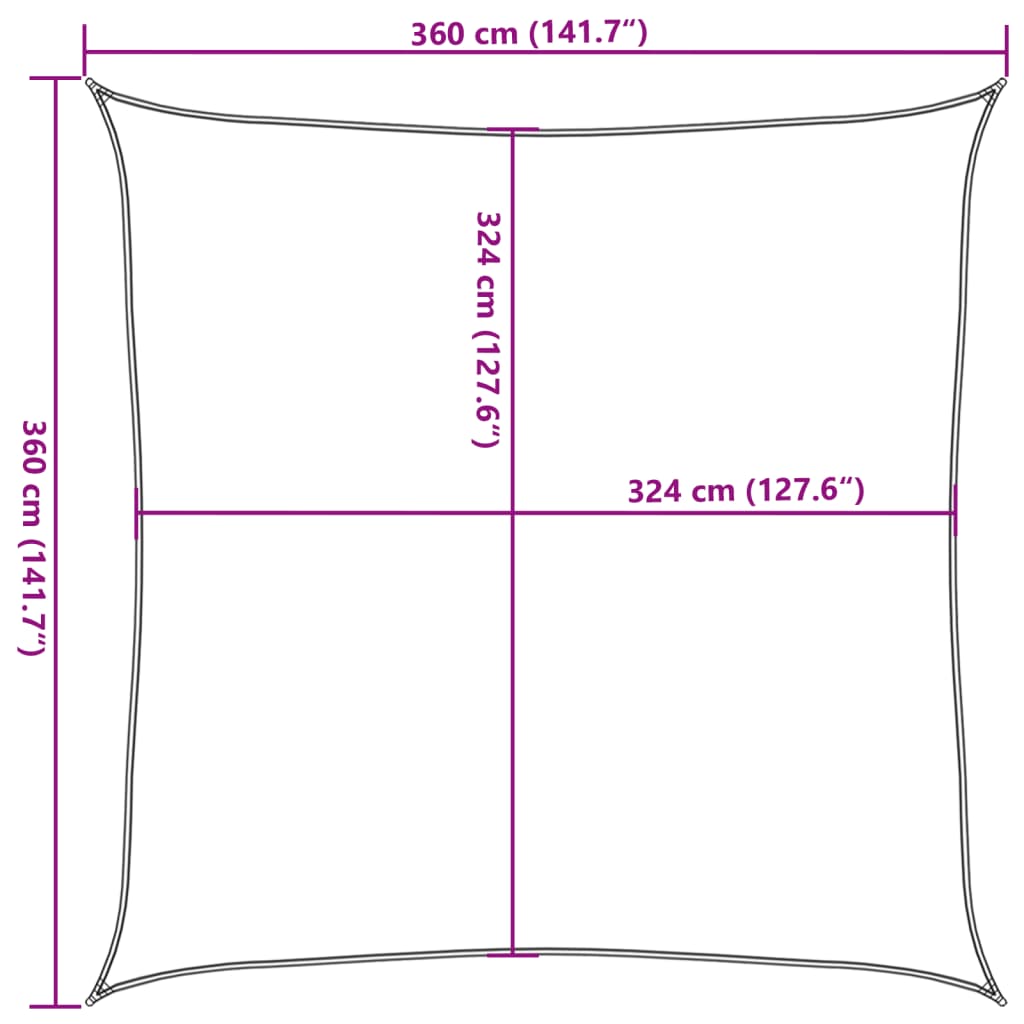 vidaXL Żagiel przeciwsłoneczny, 160 g/m², terakotowy, 3,6x3,6 m, HDPE