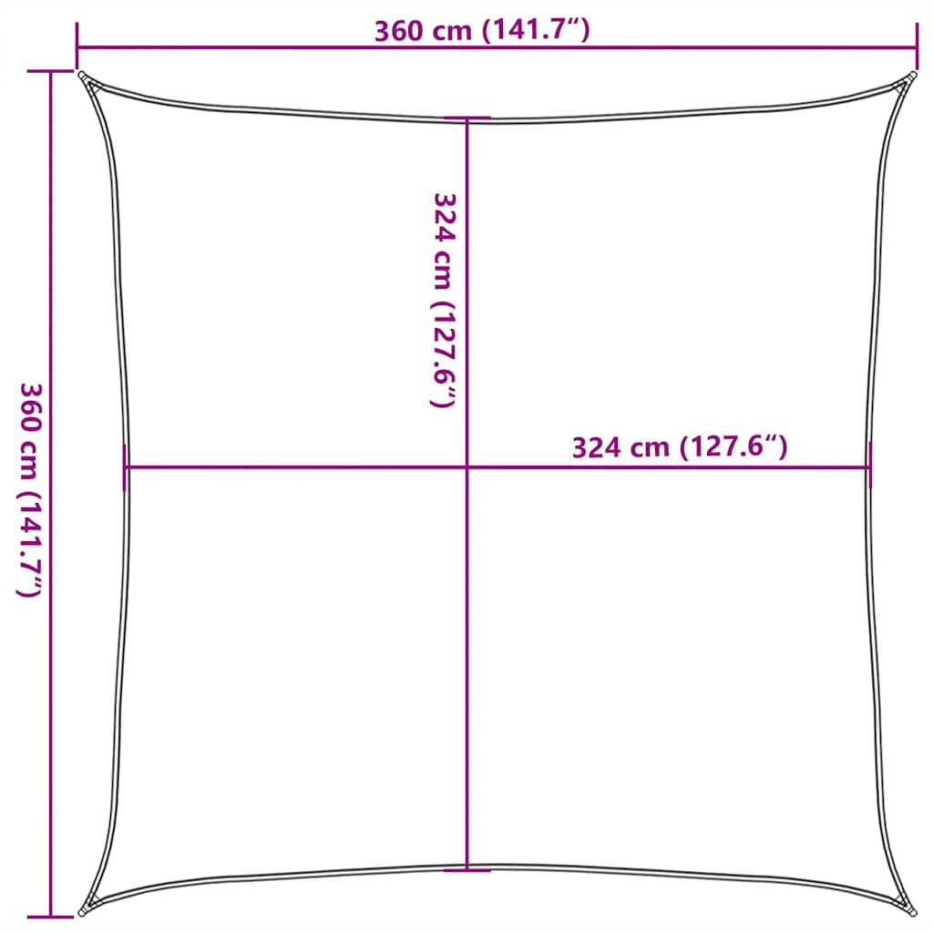 vidaXL Żagiel przeciwsłoneczny, 160 g/m², taupe, 3,6x3,6 m, HDPE