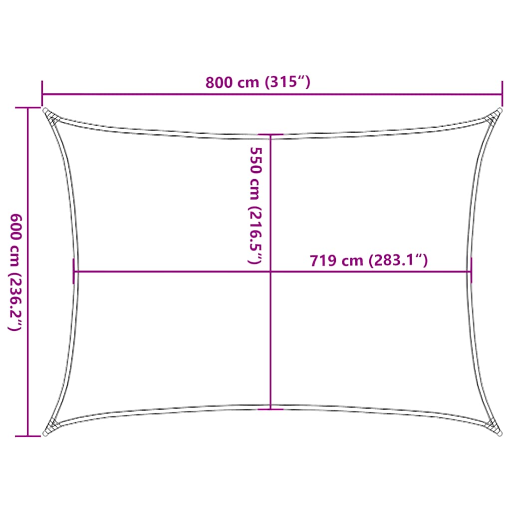 vidaXL Żagiel przeciwsłoneczny, 160 g/m², taupe, 6x8 m, HDPE