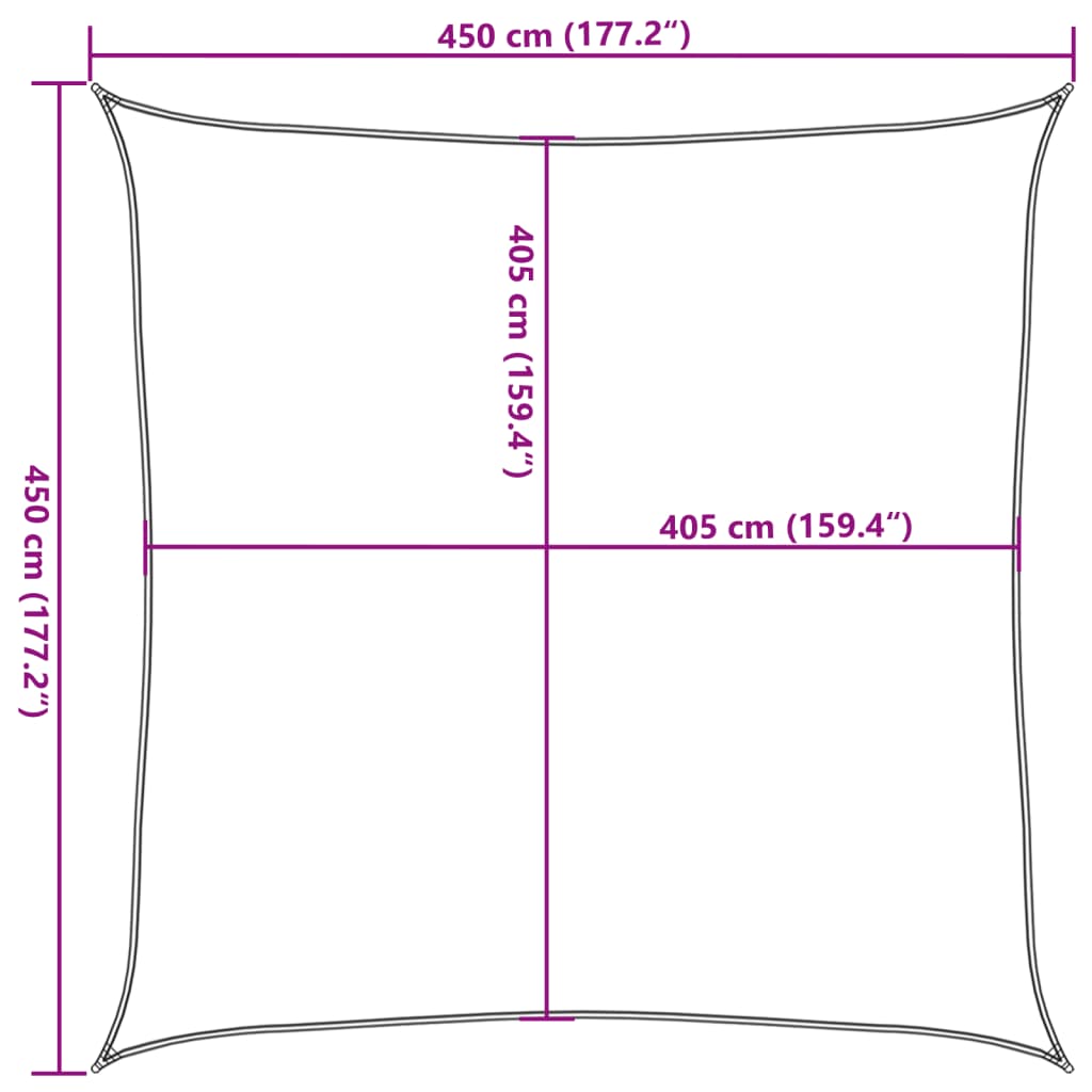 vidaXL Żagiel przeciwsłoneczny 160 g/m², ciemnozielony, 4,5x4,5m, HDPE