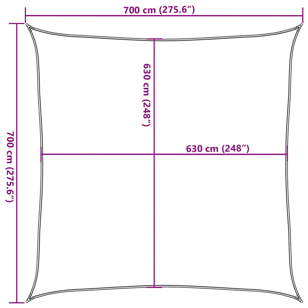 vidaXL Żagiel przeciwsłoneczny, 160 g/m², ciemnozielony, 7x7 m, HDPE