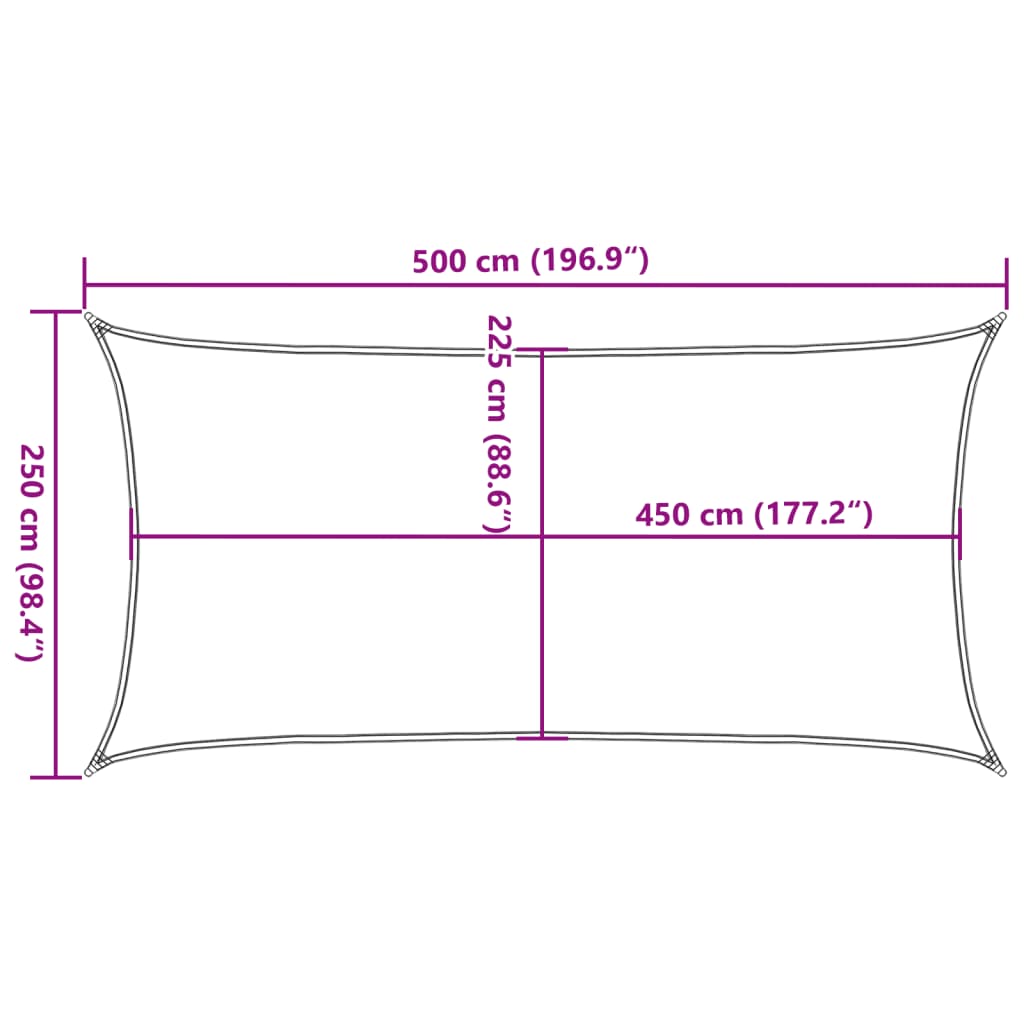 vidaXL Żagiel przeciwsłoneczny, 160 g/m², ciemnozielony, 2,5x5 m, HDPE