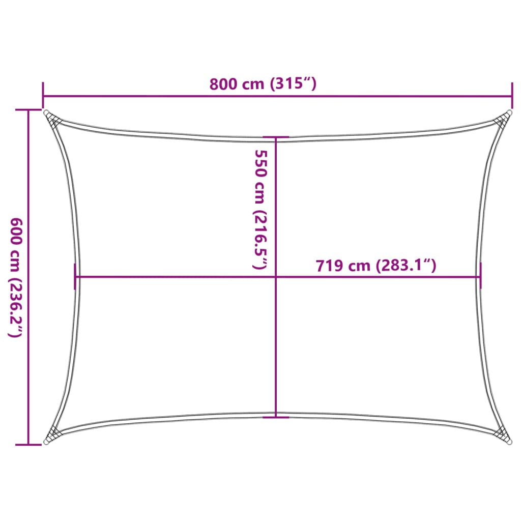 vidaXL Żagiel przeciwsłoneczny, 160 g/m², ciemnozielony, 6x8 m, HDPE