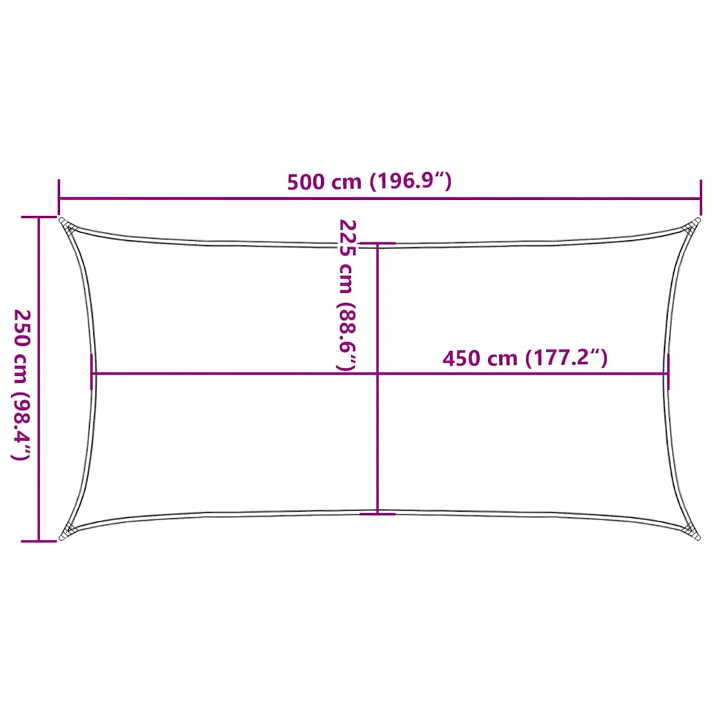 vidaXL Żagiel przeciwsłoneczny, 160 g/m², niebieski, 2,5x5 m, HDPE