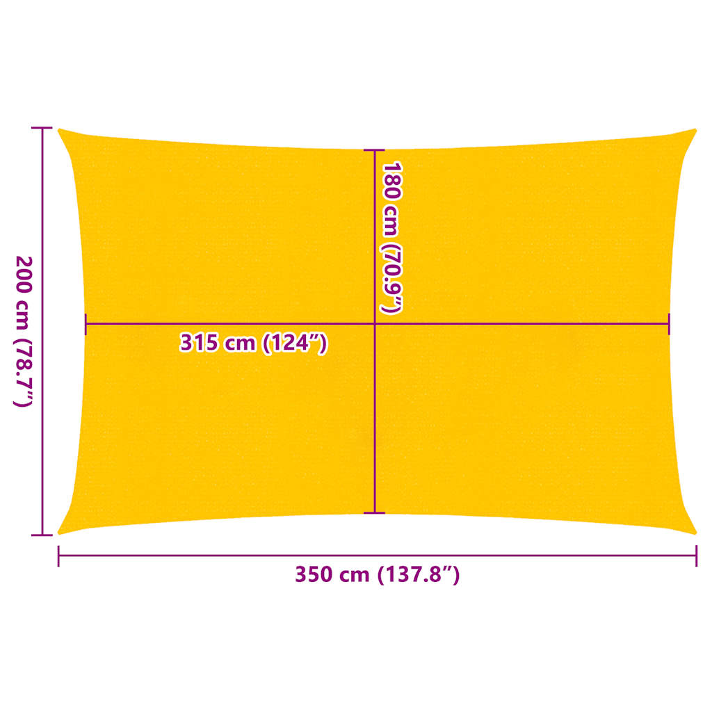 vidaXL Żagiel przeciwsłoneczny, 160 g/m², żółty, 2x3,5 m, HDPE