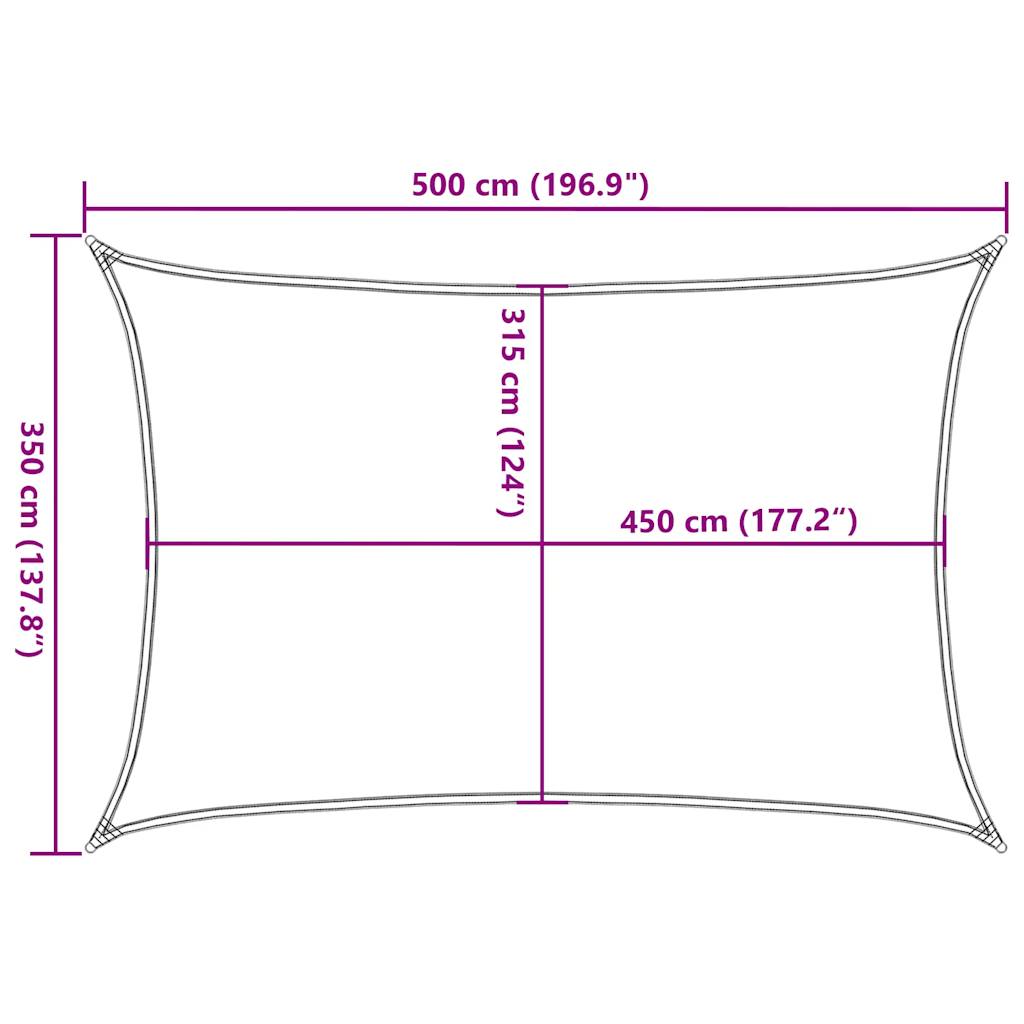 vidaXL Żagiel przeciwsłoneczny, 160 g/m², żółty, 3,5x5 m, HDPE