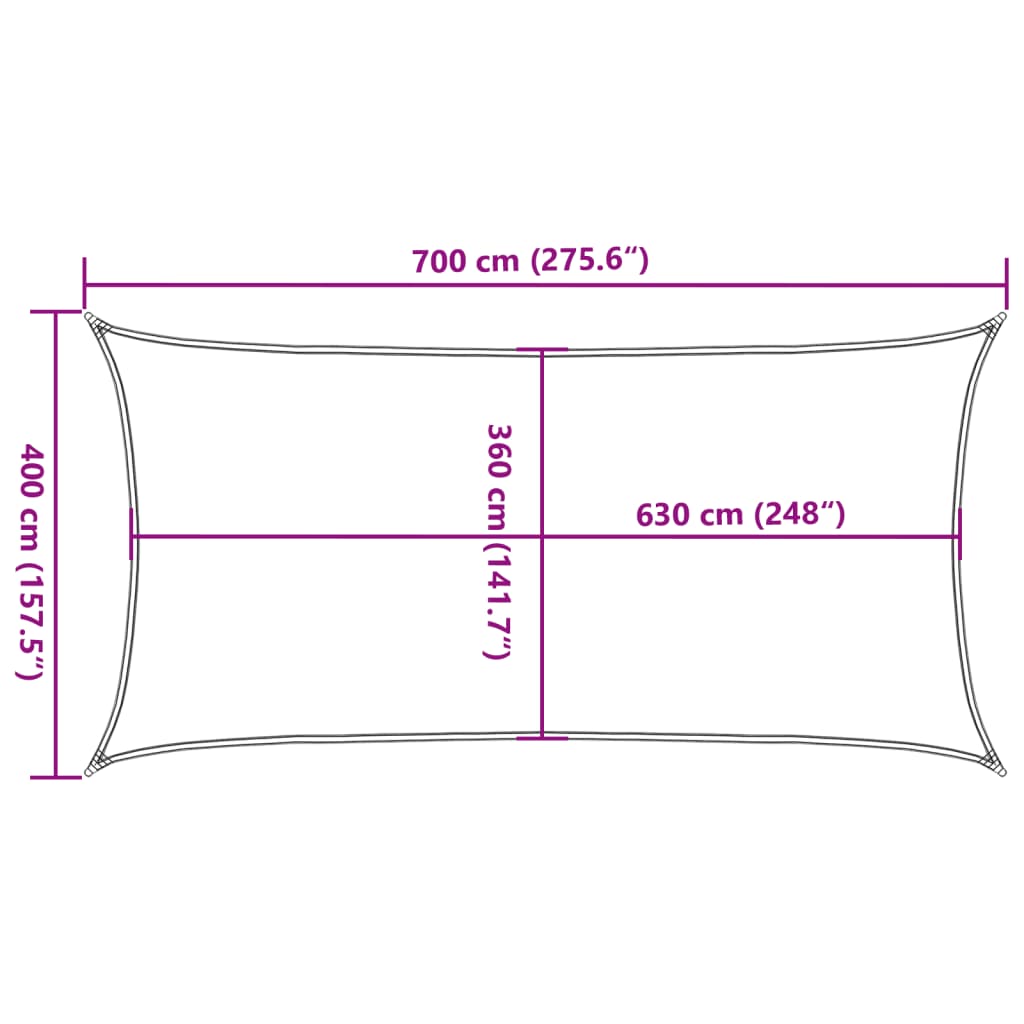 vidaXL Żagiel przeciwsłoneczny, 160 g/m², żółty, 4x7 m, HDPE
