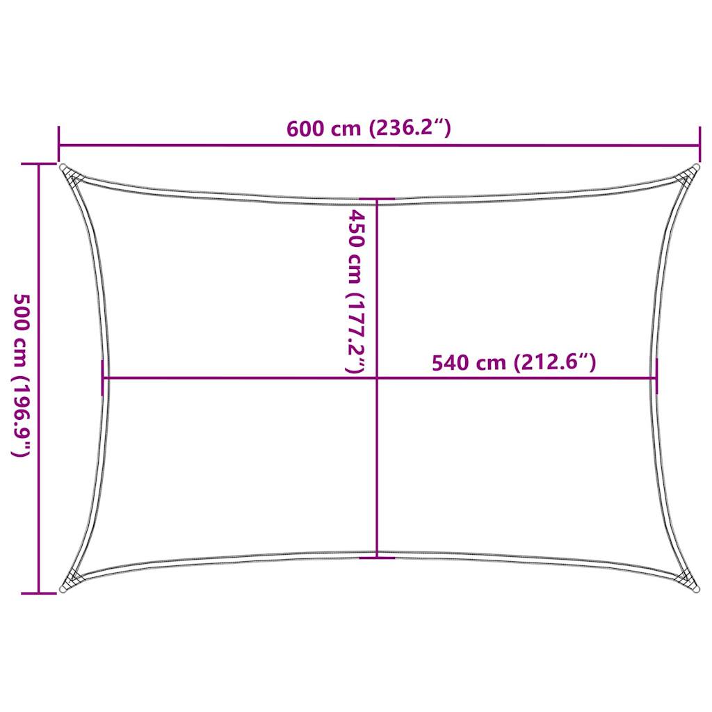 vidaXL Żagiel przeciwsłoneczny, 160 g/m², żółty, 5x6 m, HDPE