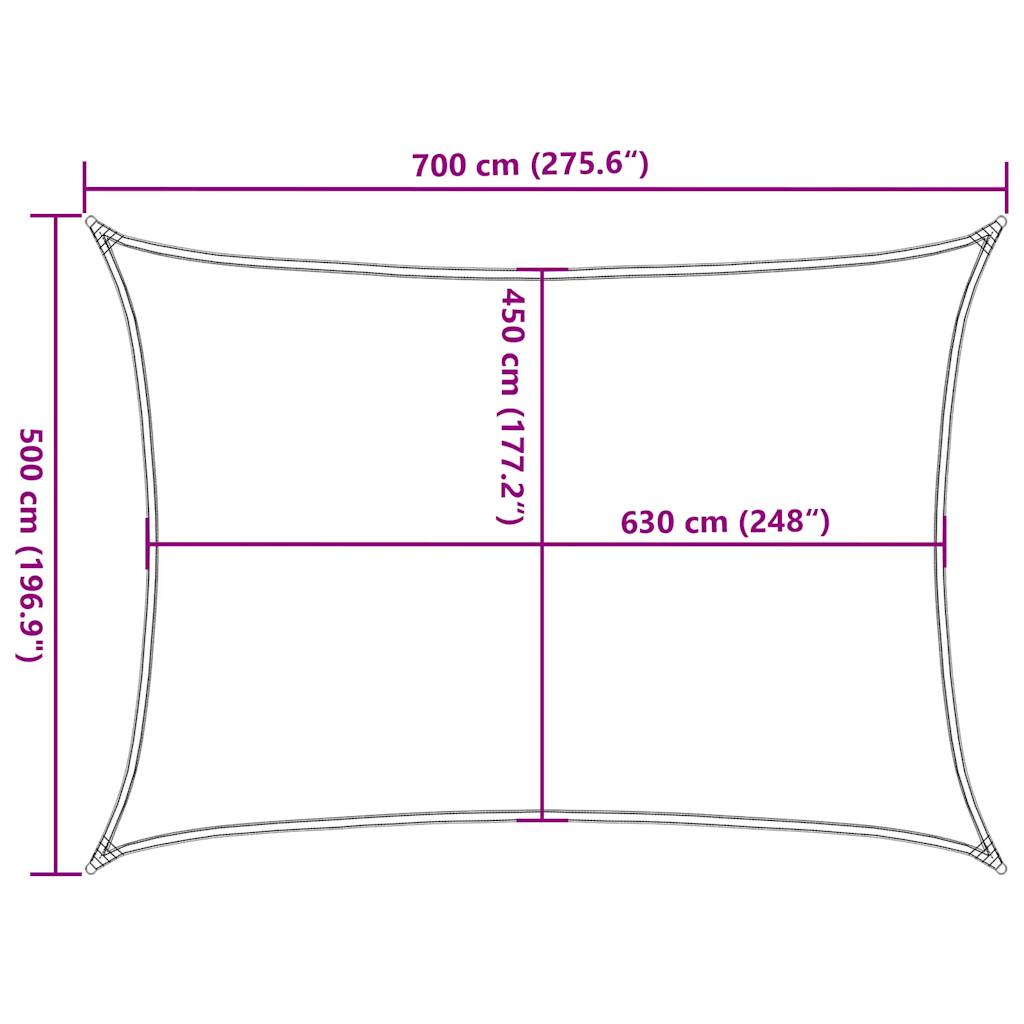 vidaXL Żagiel przeciwsłoneczny, 160 g/m², żółty, 5x7 m, HDPE