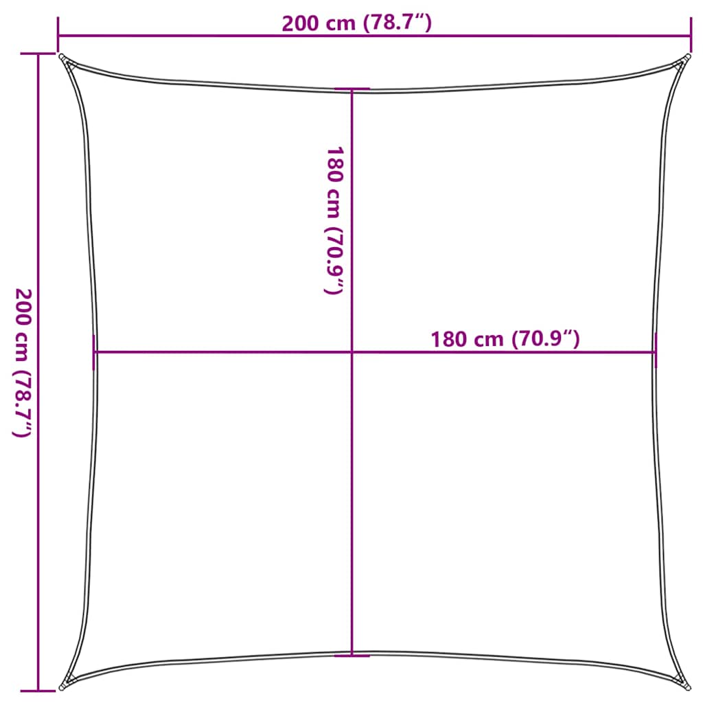 vidaXL Żagiel przeciwsłoneczny, 160 g/m², czerwony, 2x2 m, HDPE