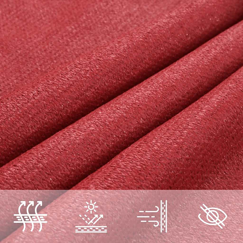 vidaXL Żagiel przeciwsłoneczny, 160 g/m², czerwony, 7x7 m, HDPE