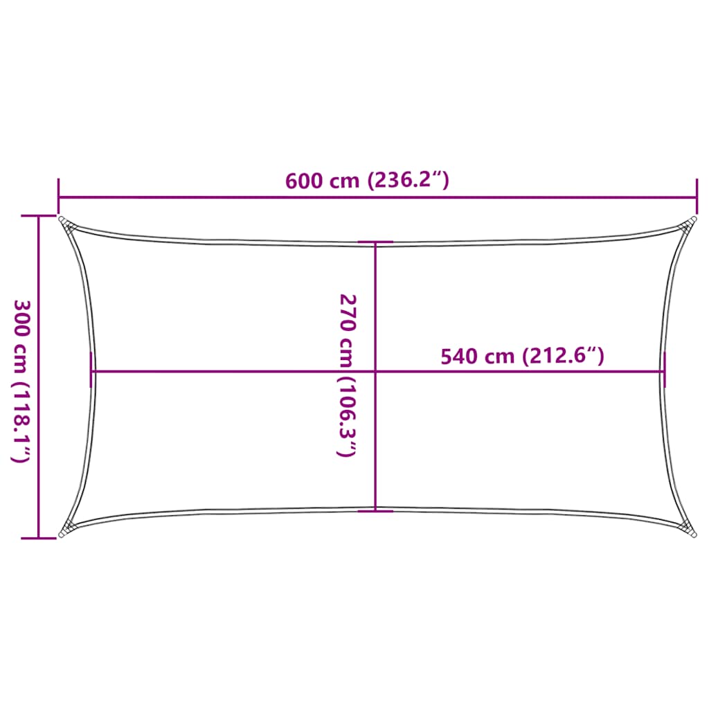 vidaXL Żagiel przeciwsłoneczny, 160 g/m², czerwony, 3x6 m, HDPE
