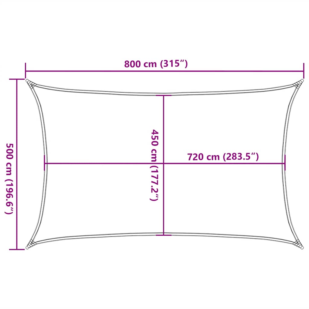 vidaXL Żagiel przeciwsłoneczny, 160 g/m², czerwony, 5x8 m, HDPE