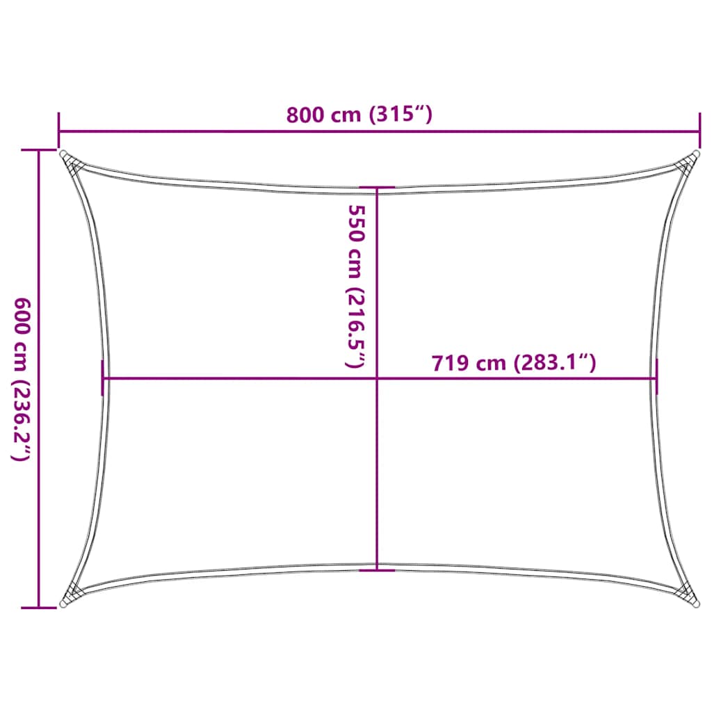 vidaXL Żagiel przeciwsłoneczny, 160 g/m², czerwony, 6x8 m, HDPE