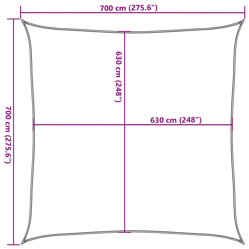 vidaXL Żagiel przeciwsłoneczny, 160 g/m², kwadrat, pomarańcz, 7x7 m
