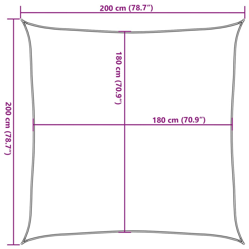 vidaXL Żagiel przeciwsłoneczny, 160 g/m², czarny, 2x2 m, HDPE