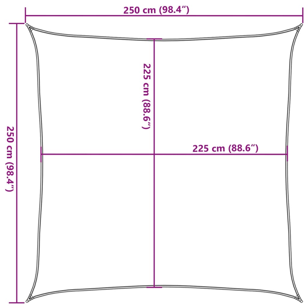 vidaXL Żagiel przeciwsłoneczny, 160 g/m², czarny, 2,5x2,5 m, HDPE