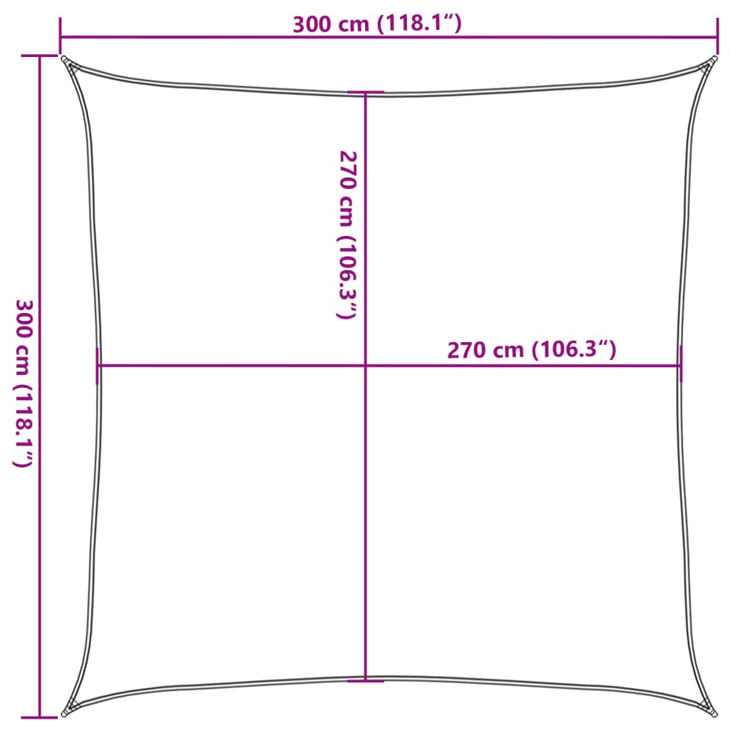 vidaXL Żagiel przeciwsłoneczny, 160 g/m², czarny, 3x3 m, HDPE