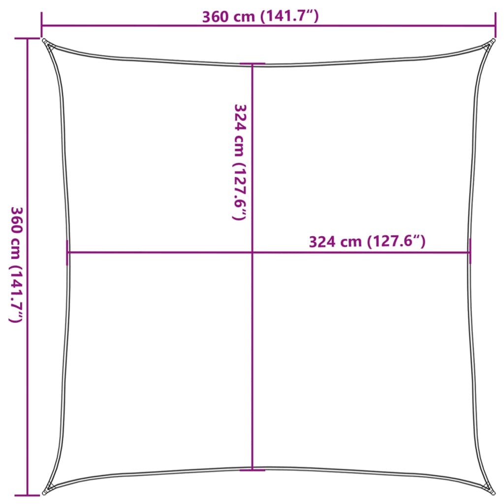 vidaXL Żagiel przeciwsłoneczny, 160 g/m², czarny, 3,6x3,6 m, HDPE