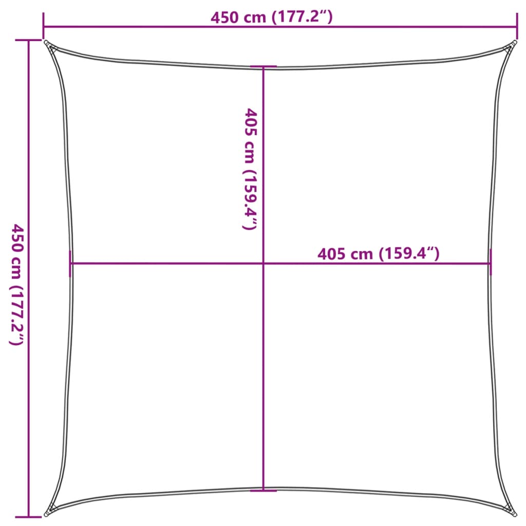 vidaXL Żagiel przeciwsłoneczny, 160 g/m², czarny, 4,5x4,5 m, HDPE