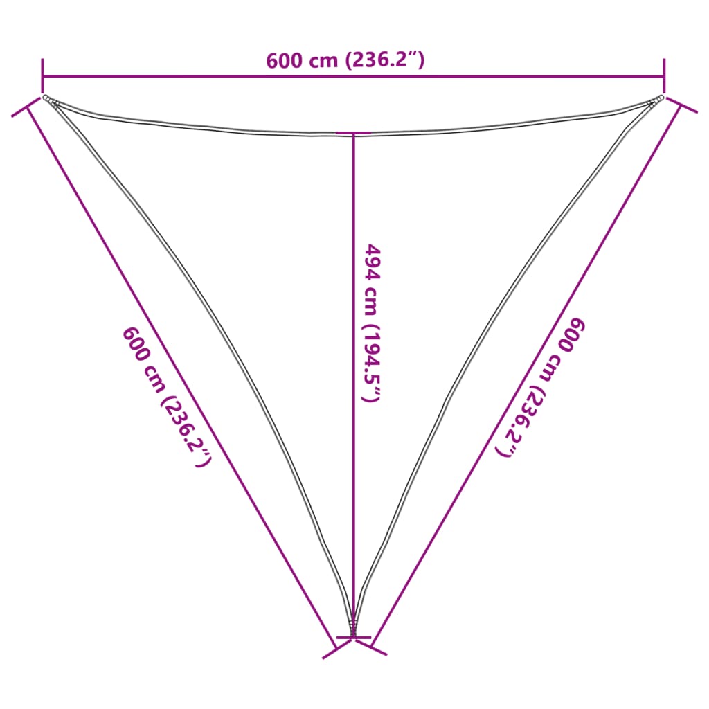 vidaXL Żagiel przeciwsłoneczny, 160 g/m², czarny, 6x6x6 m, HDPE